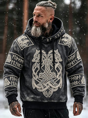 Men's Viking Inspired Print Oversized Hoodie