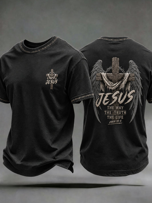 Men's Jesus The Way The Truth The Life Cross Short Sleeve T-shirt