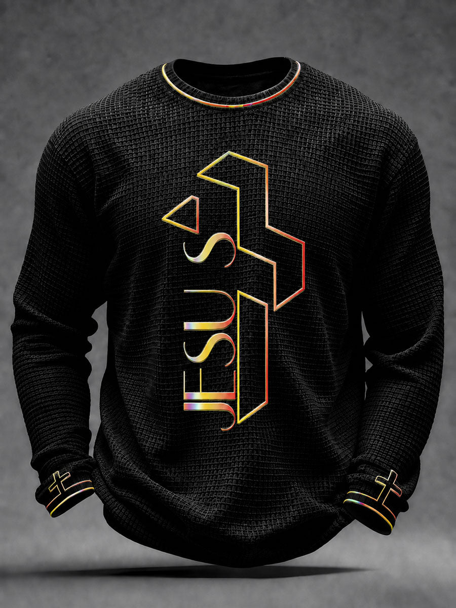 Men's Christian Cross Waffle Long Sleeve T-Shirt