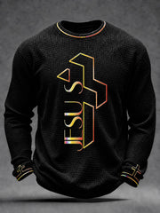 Men's Christian Cross Waffle Long Sleeve T-Shirt