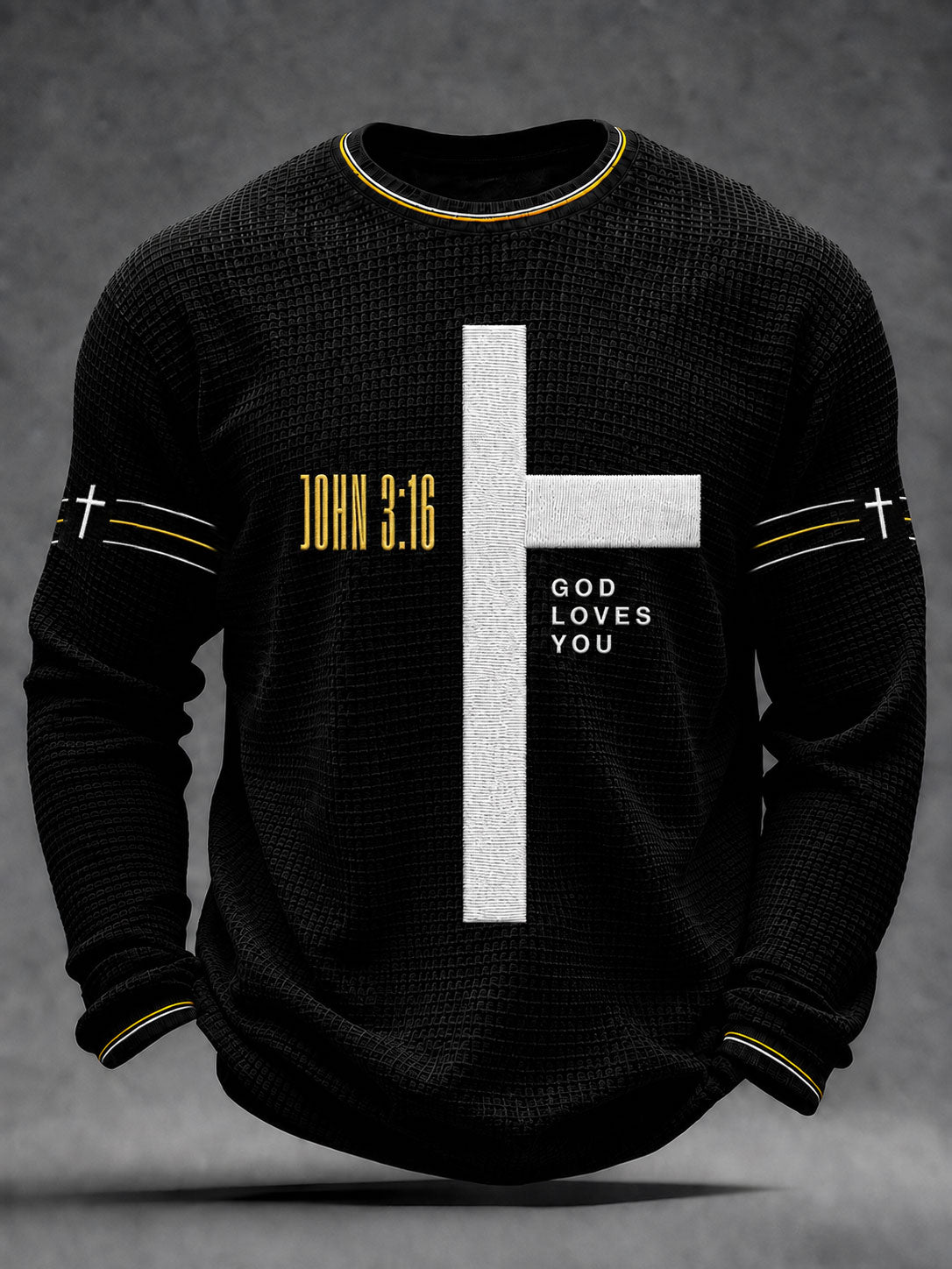 Men's Christian Cross Waffle Long Sleeve T-Shirt