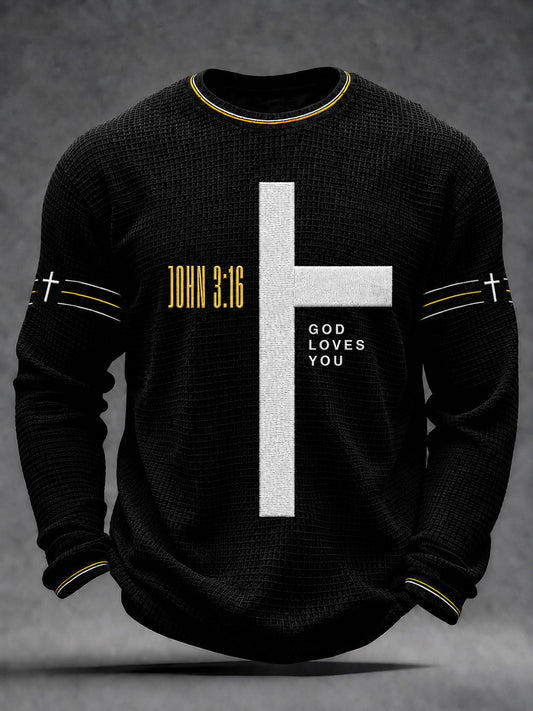 Men's Christian Cross Waffle Long Sleeve T-Shirt