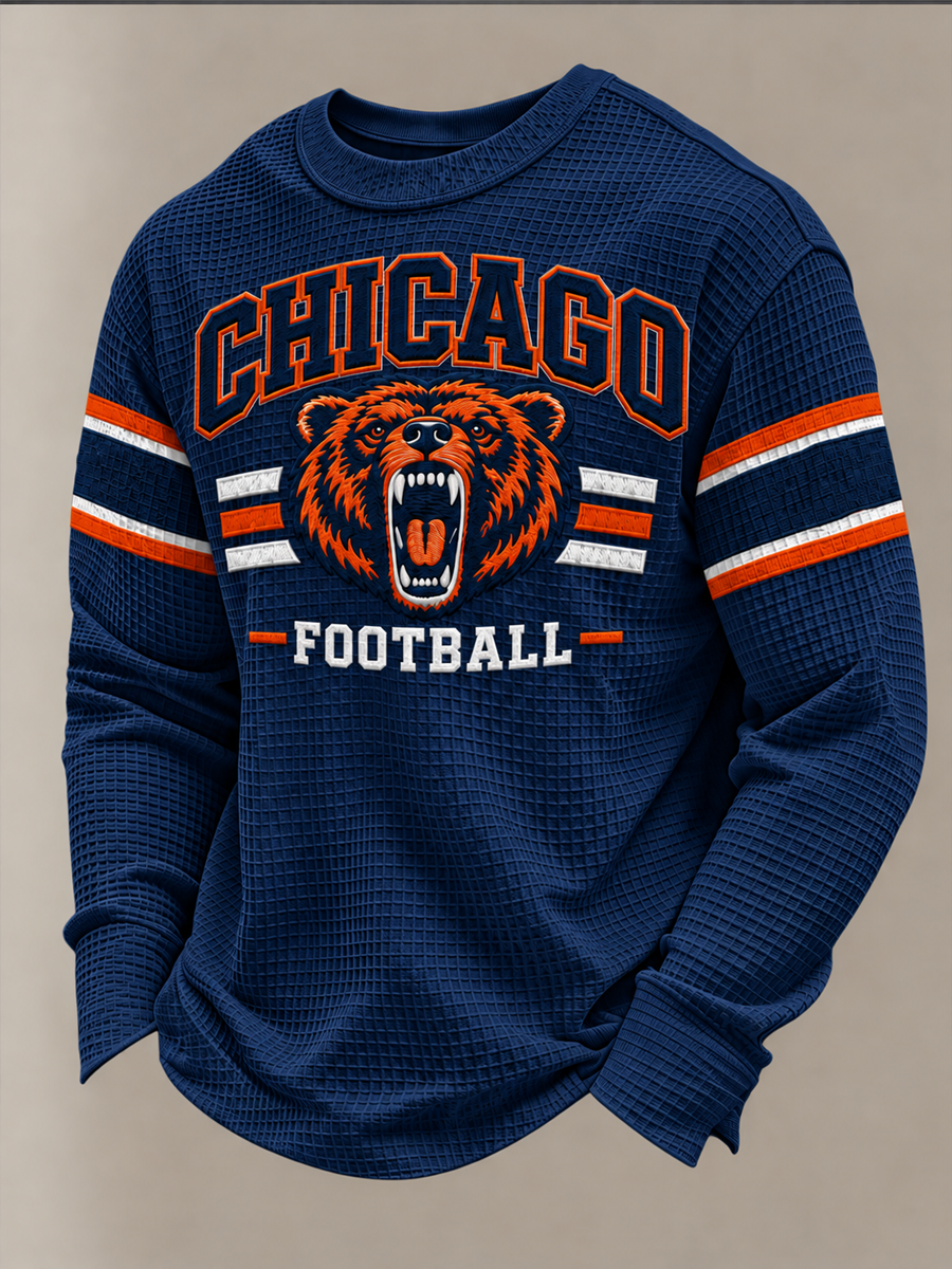 Men's Football Gameday Gift For Football Fans Waffle Sweatshirt