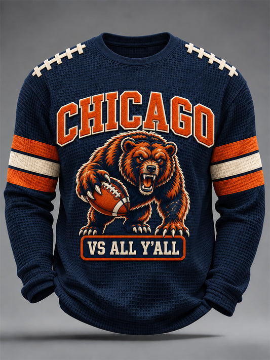 Men's Football Gameday Gift For Football Fans Print Casual Waffle Long Sleeve T-Shirt