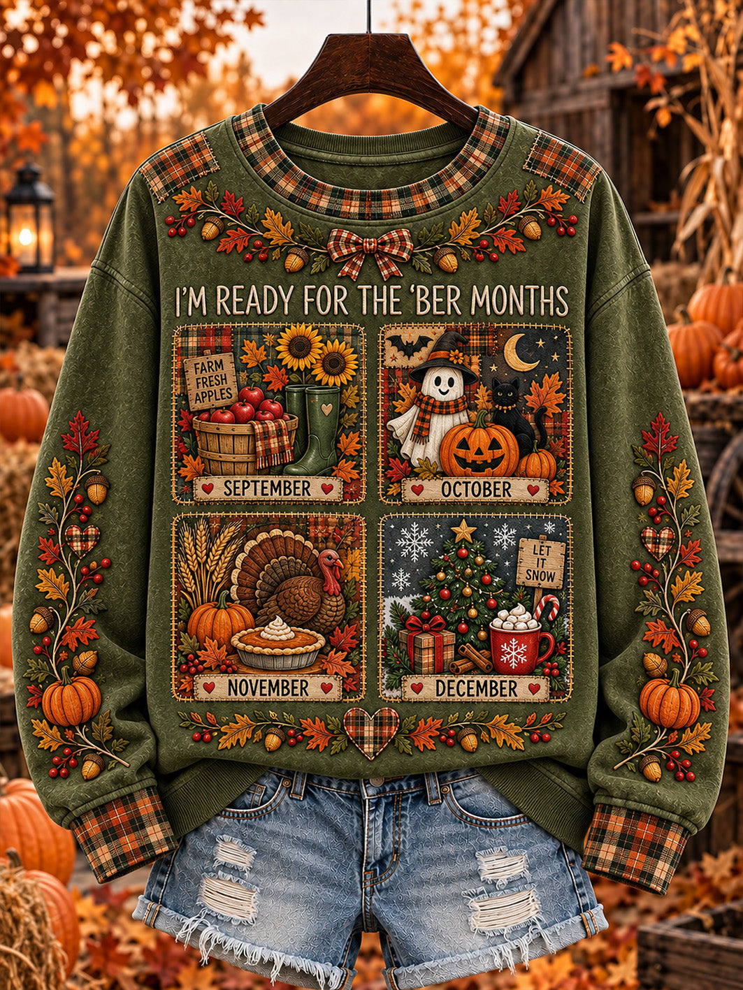Women's autumn and winter theme pattern design casual sweatshirt