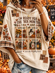 Women's autumn and winter theme pattern design casual hoodie