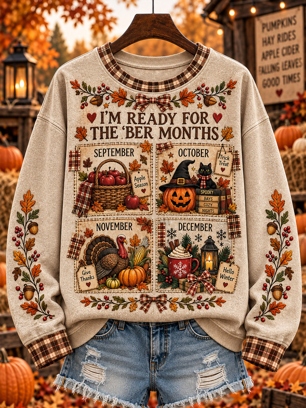 Women's autumn and winter theme pattern design casual sweatshirt