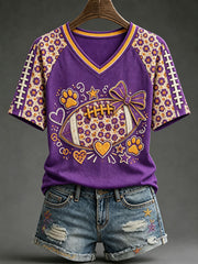 Women's College Football Fan V-Neck T-Shirts