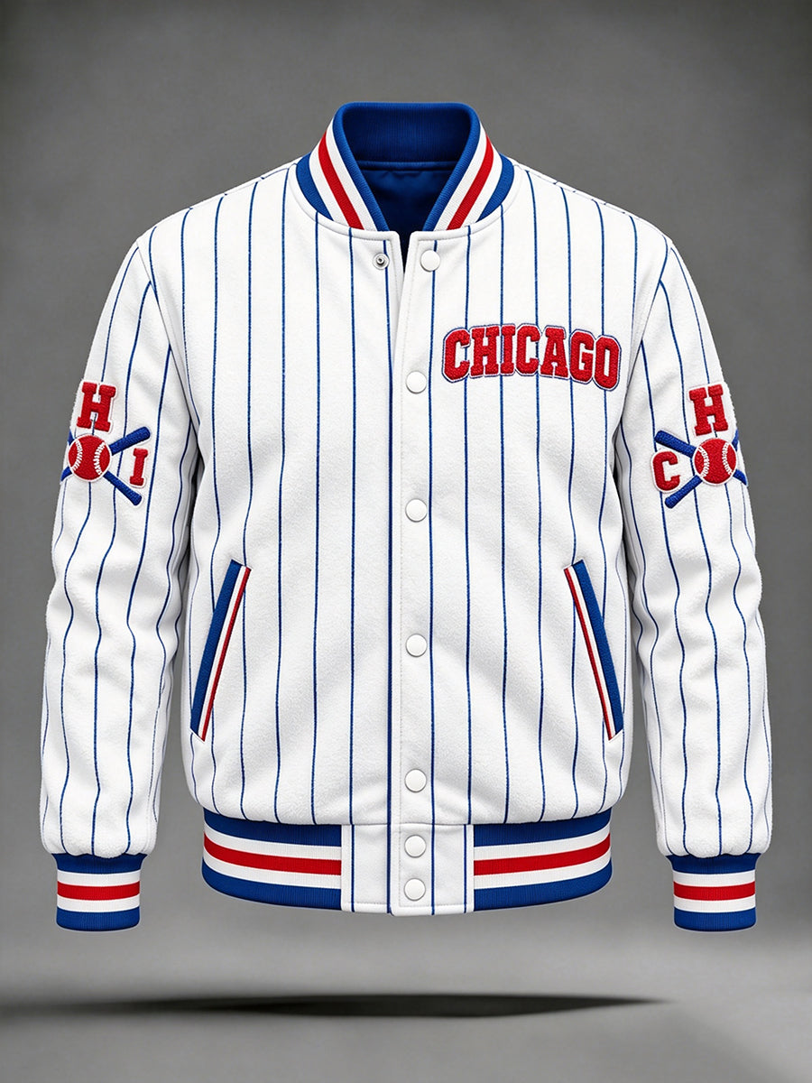 Men's Chicago Baseball Fan Print Baseball Jacket