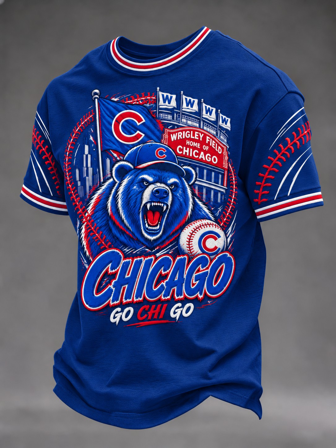 Men's Chicago Baseball Printed T-Shirt