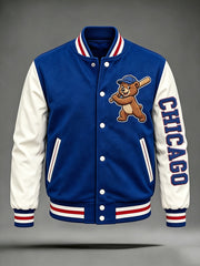 Men's Chicago Baseball Fan Print Baseball Jacket
