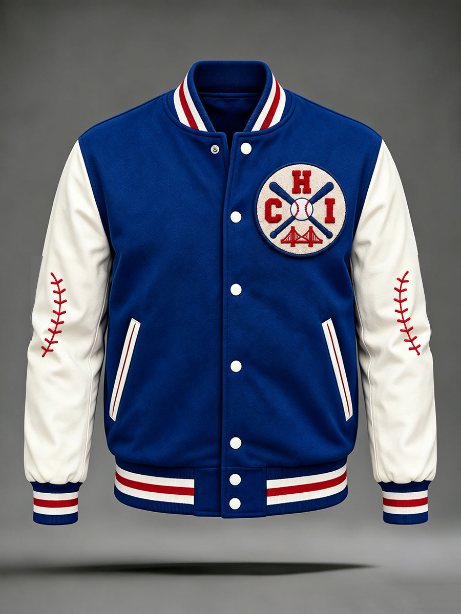 Men's Chicago Baseball Fan Print Baseball Jacket