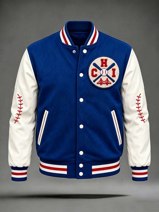 Men's Chicago Baseball Fan Print Baseball Jacket