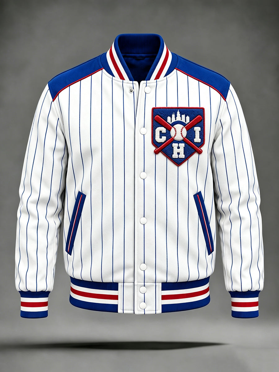 Men's Chicago Baseball Fan Print Baseball Jacket