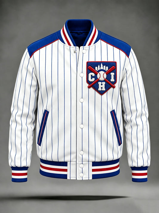 Men's Chicago Baseball Fan Print Baseball Jacket