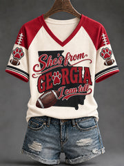 Women's Game Day Football Printed Casual T-Shirt