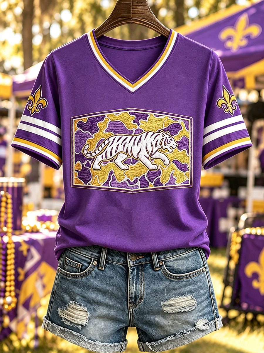 Women's College Football Fan V-Neck T-Shirts