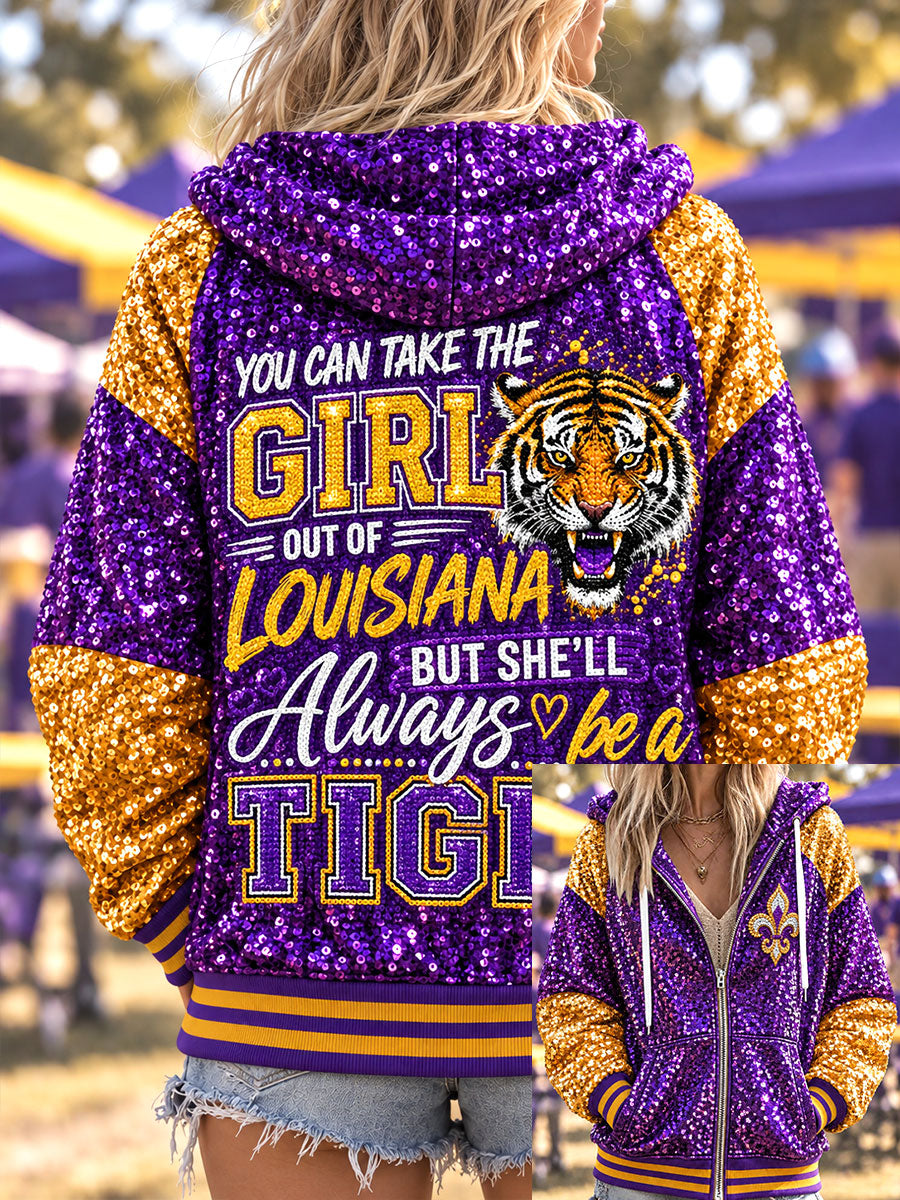 Women's "you can take the girl out of louisiana but she'll always be a tiger" jackets