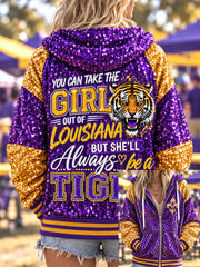 Women's "you can take the girl out of louisiana but she'll always be a tiger" jackets