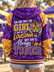 Women's "you can take the girl out of louisiana but she'll always be a tiger" jackets