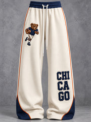 Women's Chicago Football Lover Bear Art Printed Sweatpants