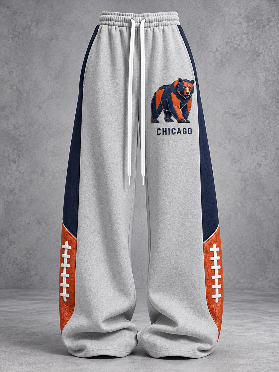 Women's Chicago Football Lover Bear Art Printed Sweatpants