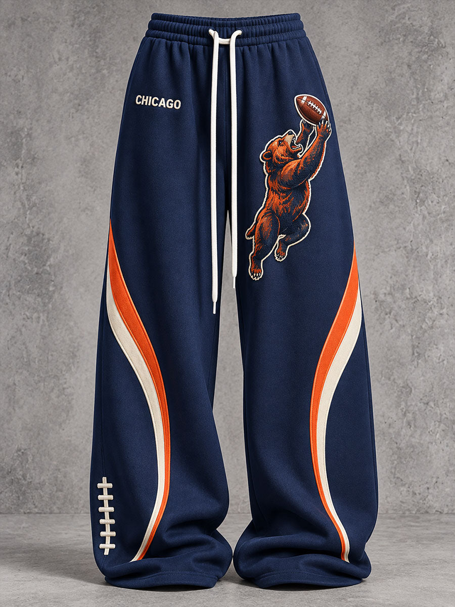 Women's Chicago Football Lover Bear Art Printed Sweatpants