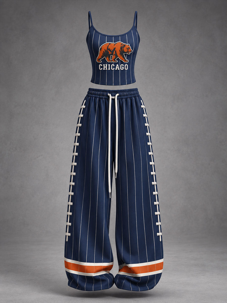 Women's Chicago Football Lover Bear Art Printed Sets