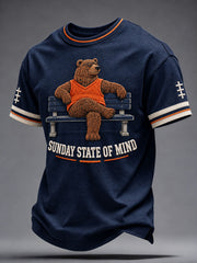 Men's Chicago Football Lover Bear Art Printed T-shirt