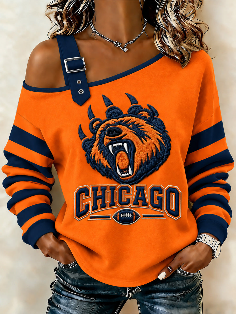 Women's Football Gameday Gift For Football Fans Print Casual Off-Shoulder Sweatshirt