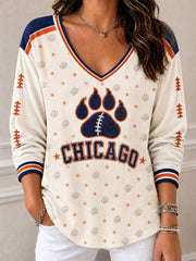 Women's Football Gameday Gift For Football Fans Casual V-Neck Tee