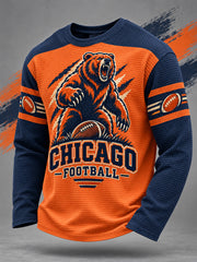 Men's Football Gameday Gift For Football Fans Casual Waffle Long Sleeve T-Shirt