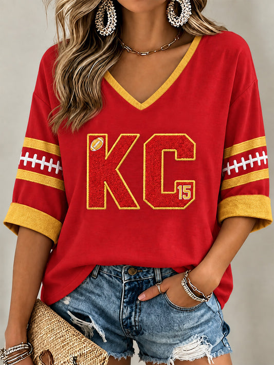 Women's Football Gameday Gift For Football Fans V-Neck Tee