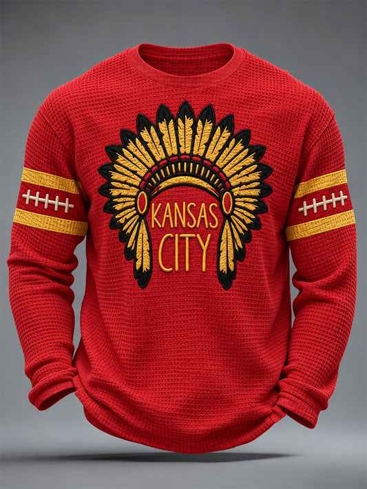 Men's Football Gameday Gift For Football Fans Waffle Long Sleeve T-Shirt