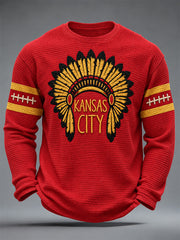 Men's Football Gameday Gift For Football Fans Waffle Long Sleeve T-Shirt