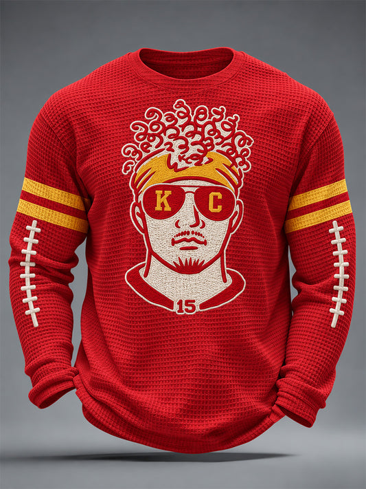 Men's Football Gameday Gift For Football Fans Waffle Long Sleeve T-Shirt