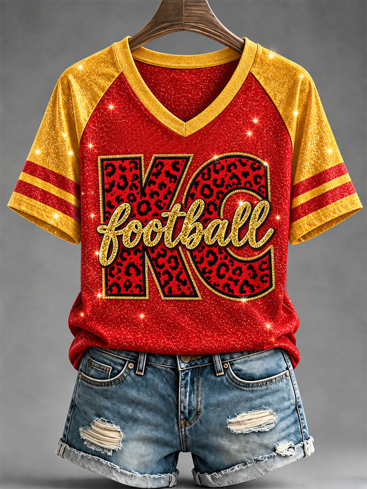 Women's Football Gameday Gift For Football Fans V-Neck Tee