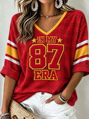 Women's Mid-length Sleeves V-Neck T-Shirt