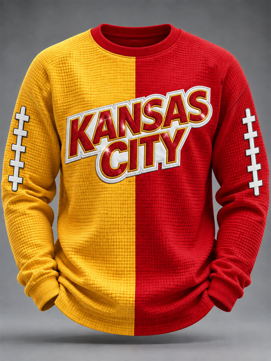 Men's Football Gameday Gift For Football Fans Waffle Long Sleeve T-Shirt