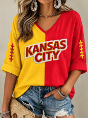 Women's Football Gameday Gift For Football Fans V-Neck Tee