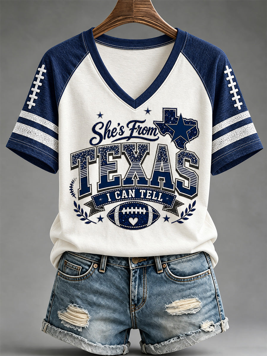 Women's Football Gameday Gift For Football Fans V-Neck Tee