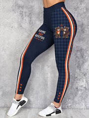 Women's Chicago Football Lover Bear Art Printed Leggings
