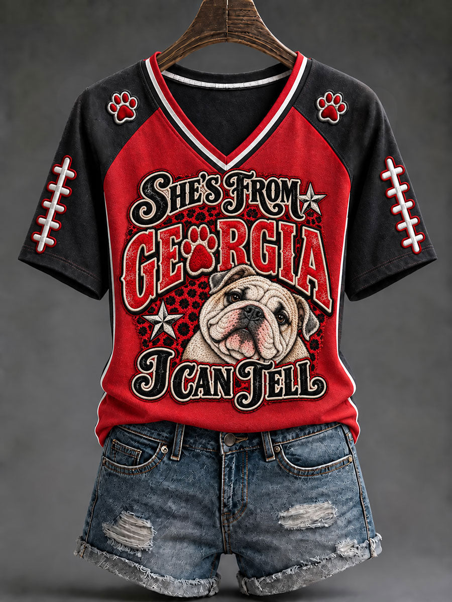 Women's 'She's From Georgia I Can Tell' Printed Casual T-Shirt