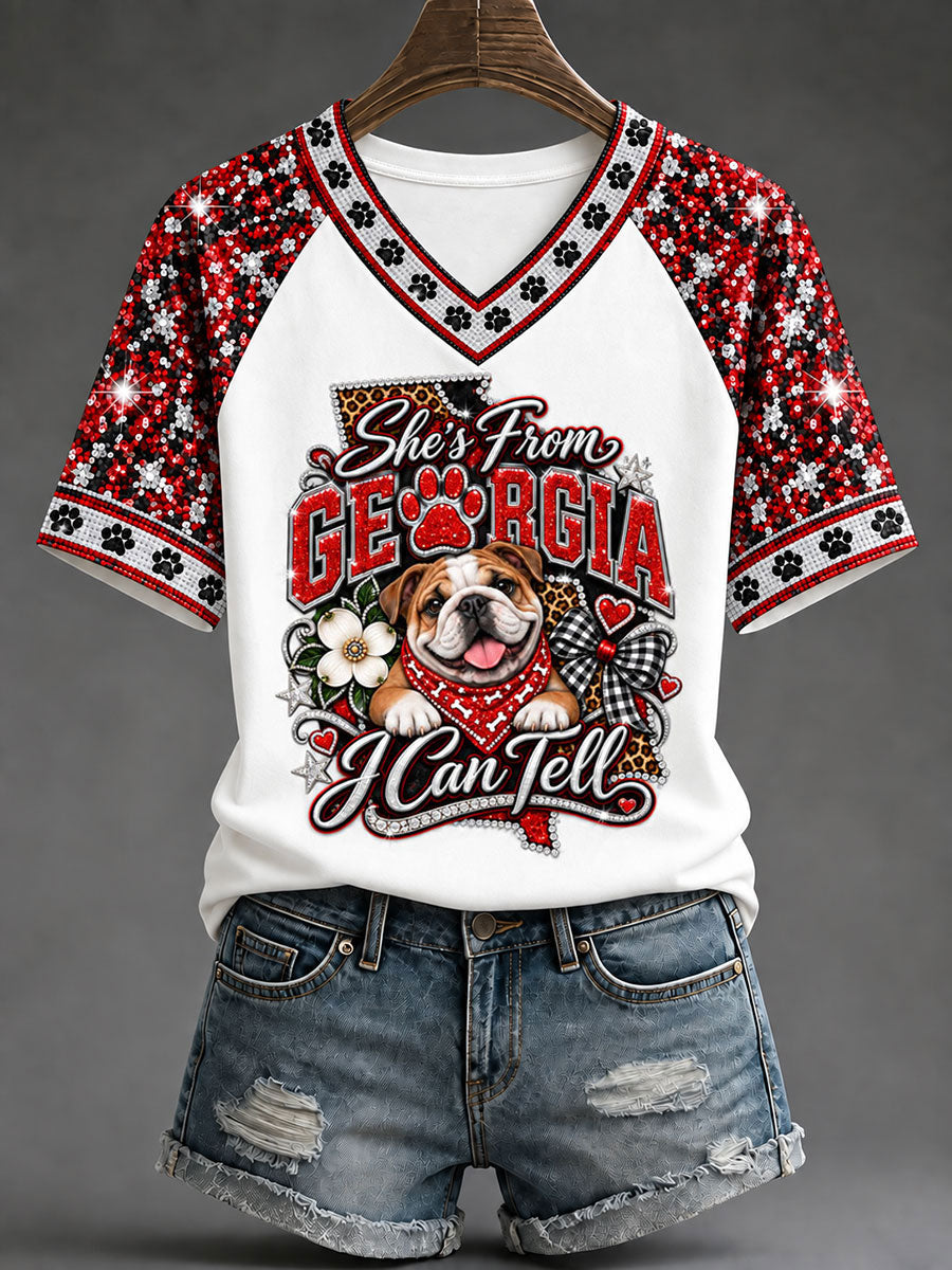 Women's 'She's From Georgia I Can Tell' Printed Casual T-Shirt