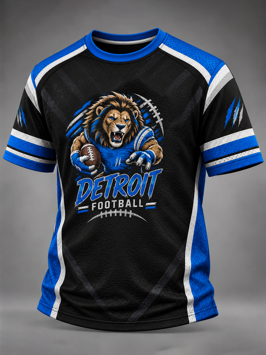 Men's Football Fan Lions Printed short sleeves t-shirt