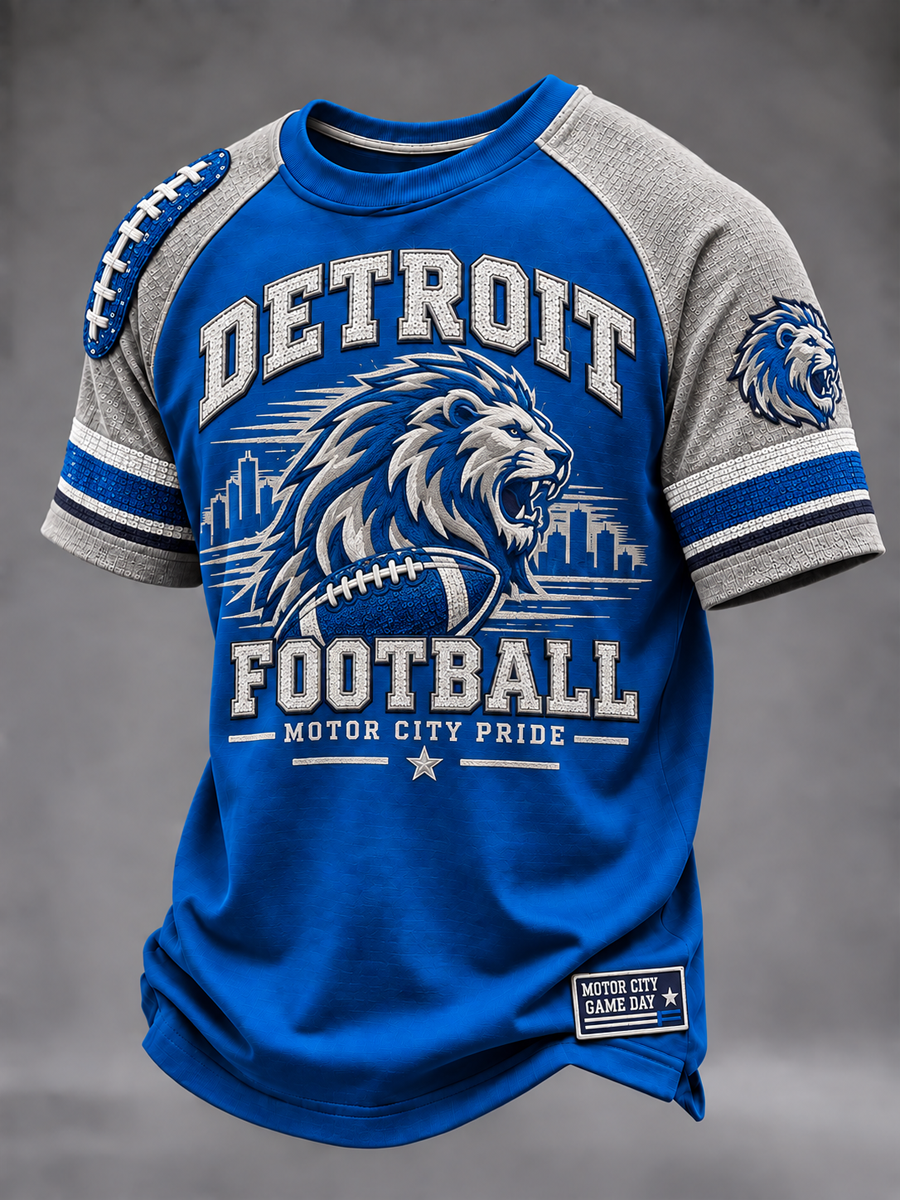 Men's Football Fan Lions Printed short sleeve t-shirt
