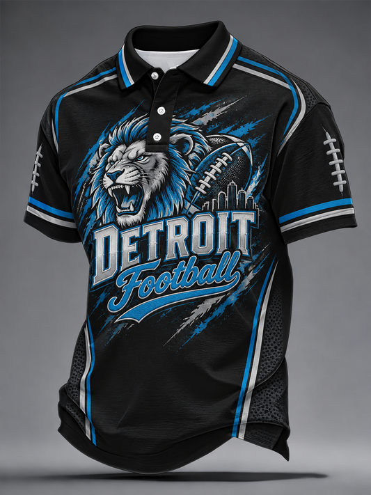 Men's Football Fan Lions Printed polo shirt