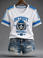 Women's Football Fan Lions Printed short-sleeved T-shirt