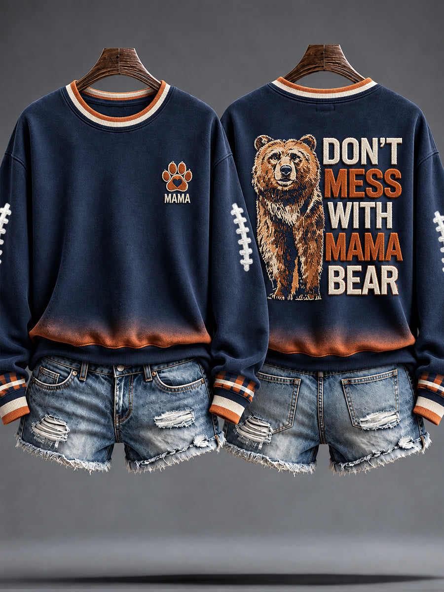 Women's Chicago Football Lover Bear Art Printed Sweatshirt