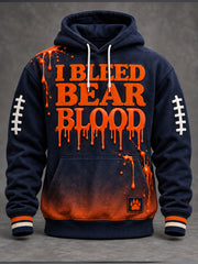 Men's Chicago Football Lover Bear Art Printed Hoodie